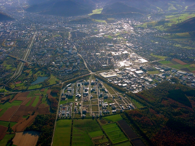 Das Rieselfeld im Jahr 2002 aus der Luft fotografiert