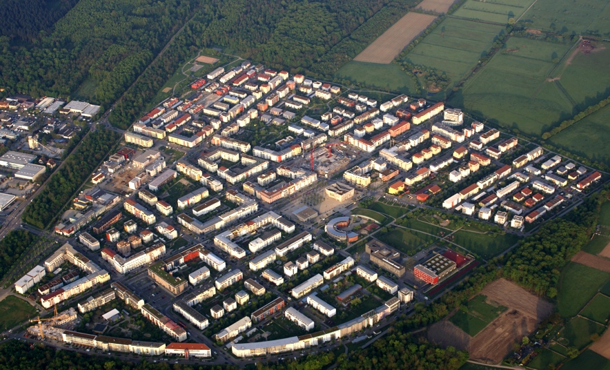 Luftbild vom Freiburger Rieselfeld