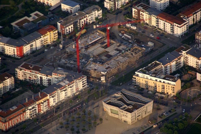 Baustelle im Rieselfeld, Luftbild April 2011