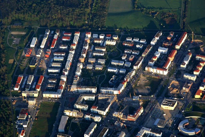 Freiburg Rieselfeld aus der Luft gesehen
